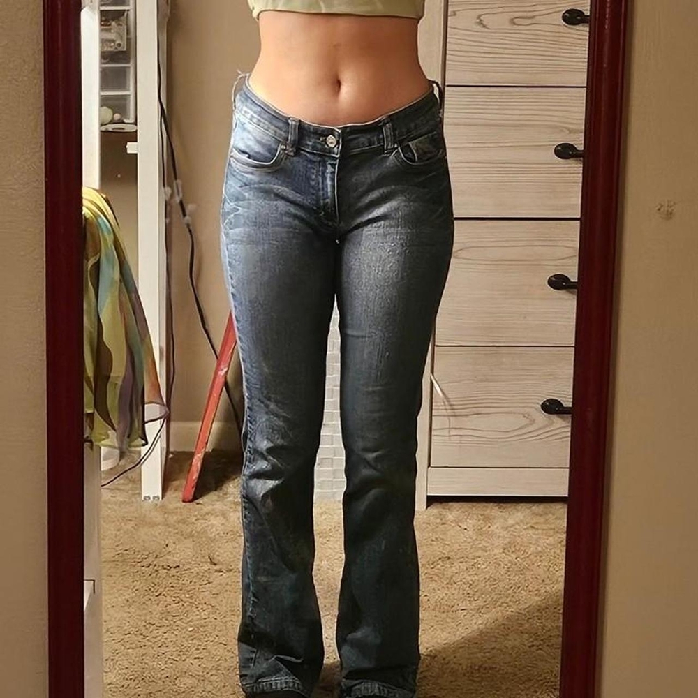 White House Black Market Wide Leg Jeans in Dark Blue